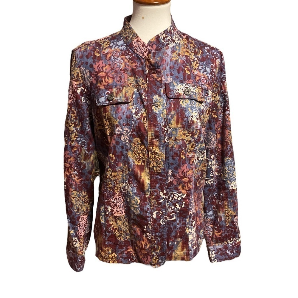 Christopher & Banks Multi Color Lightweight Mandarin Collar Jacket Size XL